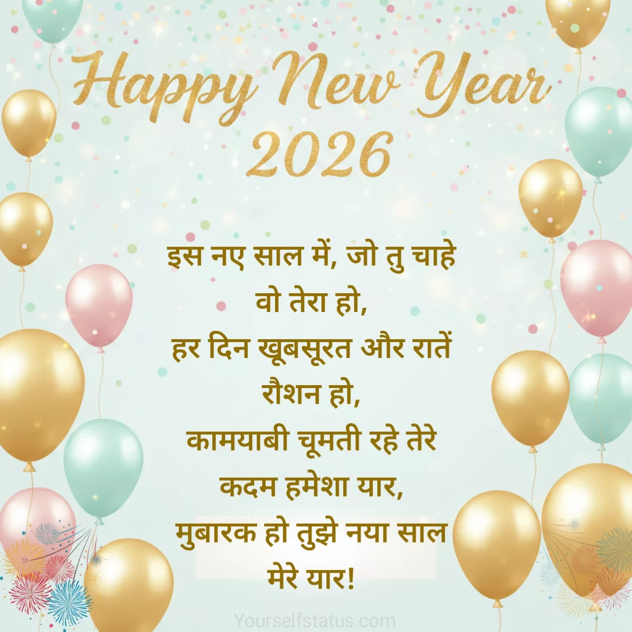 Happy new year sms for friends in hindi